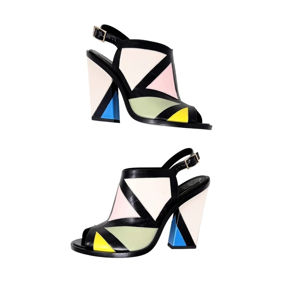 Roger Vivier Bauhaus Skyscraper Peep Toe Sandals‎ Meghan Markle IT 37 US 7